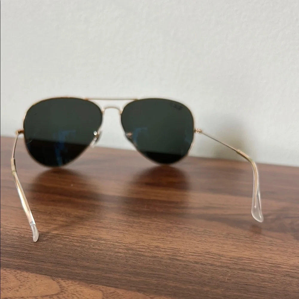 Ray-Ban Gold Aviator Sunglasses with Black Lenses